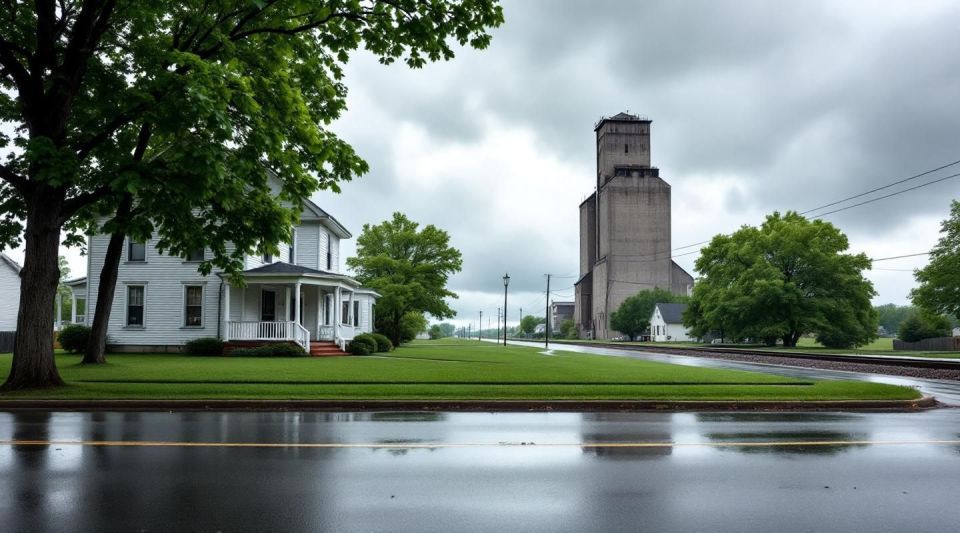 A professional restoration team arriving at a quiet residential street in Glyndon, MN near the local community center.