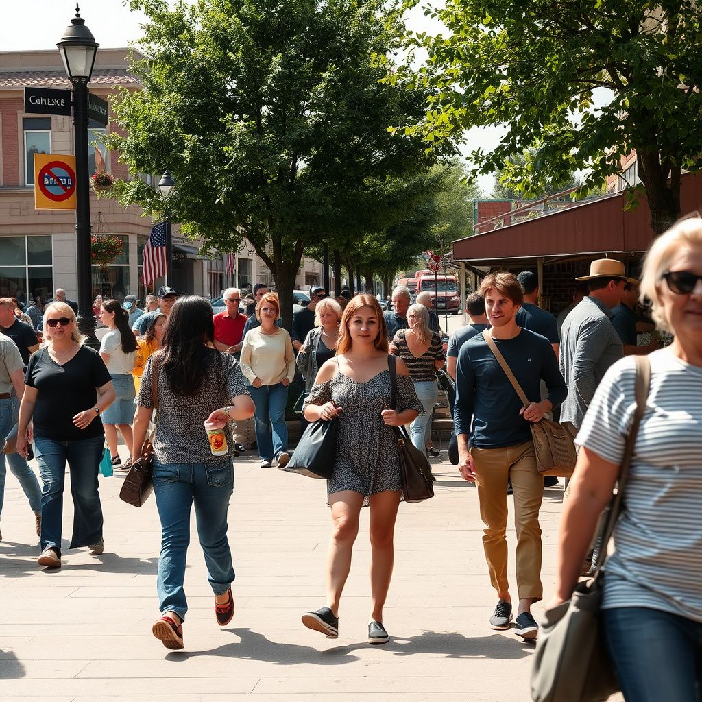 A scenic view of downtown Barnesville, MN, showing the local storefronts and clean streets during a summer afternoon.